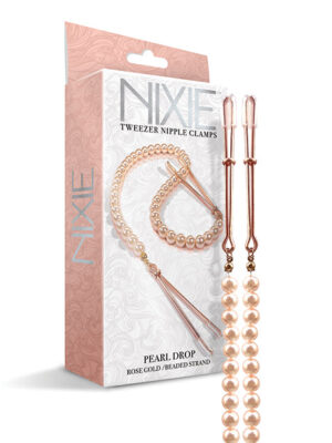 Nixie Pearl Drop Tweezer Nipple Clamps - Rose Gold
