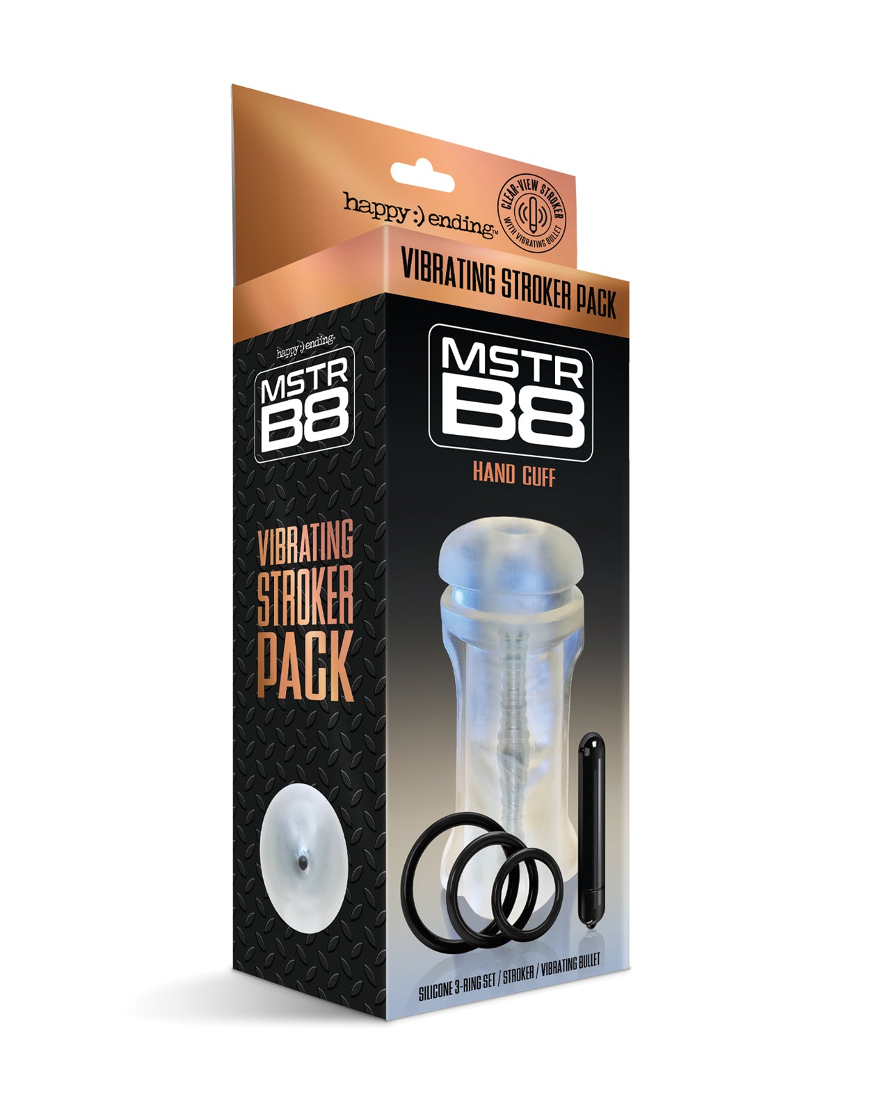 MSTR B8 Hand Cuff Vibrating Stroker Pack – Kit of 5 Clear