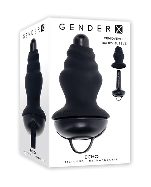Gender X ECHO Vibrating Shaft w/Removable Silicone Sleeve – Black