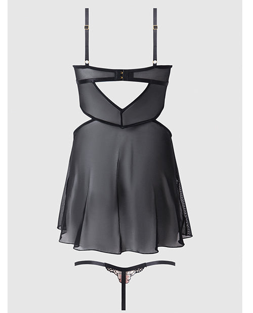 Nova Lace & Mesh Babydoll w/G-String 2 pc Set - Black SM - Image 5