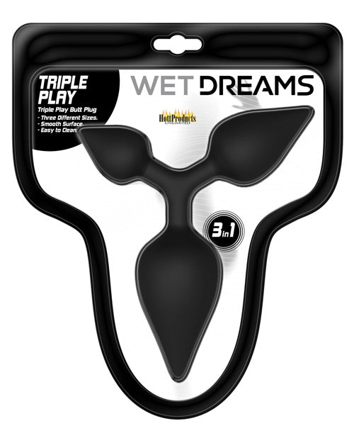 Wet Dreams Triple Play Anal Plug – Black
