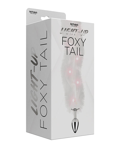 Foxy Tail Light Up Faux Fur Butt Plug – White
