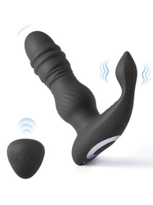 Jaden Thrusting Prostate Massager Vibrating Butt Plug Anal Sex Toy - Black