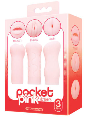Icon Brands Pocket Pink Strokers - 3- Pack