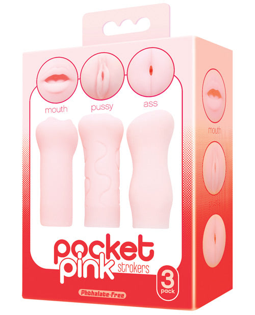 Icon Brands Pocket Pink Strokers – 3- Pack