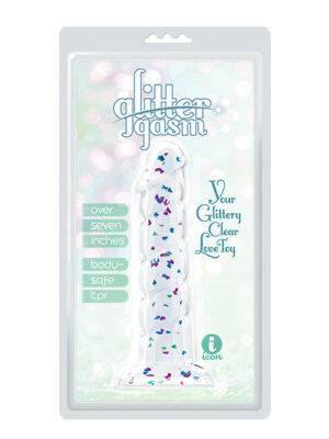 Glittergasm 7.5" Swirls Dildo - Blue/Purple/Violet