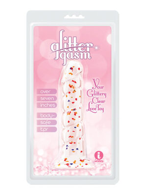 Glittergasm 7.5" Swirls Dildo - Red/Gold/Orange