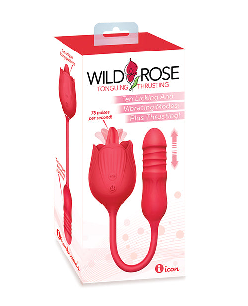 Wild Rose Licking & Thrusting Vibrator – Red