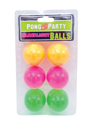 Black Light Pong Balls - Asst. Colors Pack of 6