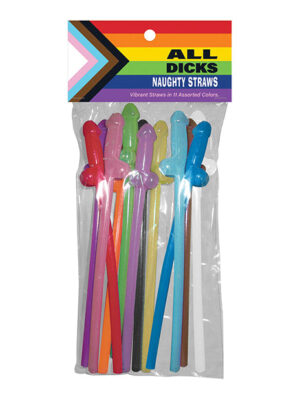 All Dicks Naughty Straws - Asst. Colors Pack of 11