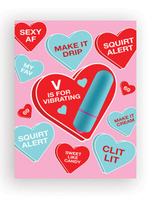 Vibe Hearts Naughty Greeting Card w/Rock Candy Vibrator & Fresh Vibes Towelettes