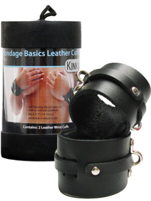KinkLab Leather Wrist Cuffs - Black