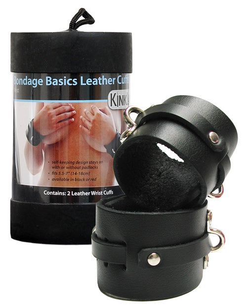 KinkLab Leather Wrist Cuffs – Black
