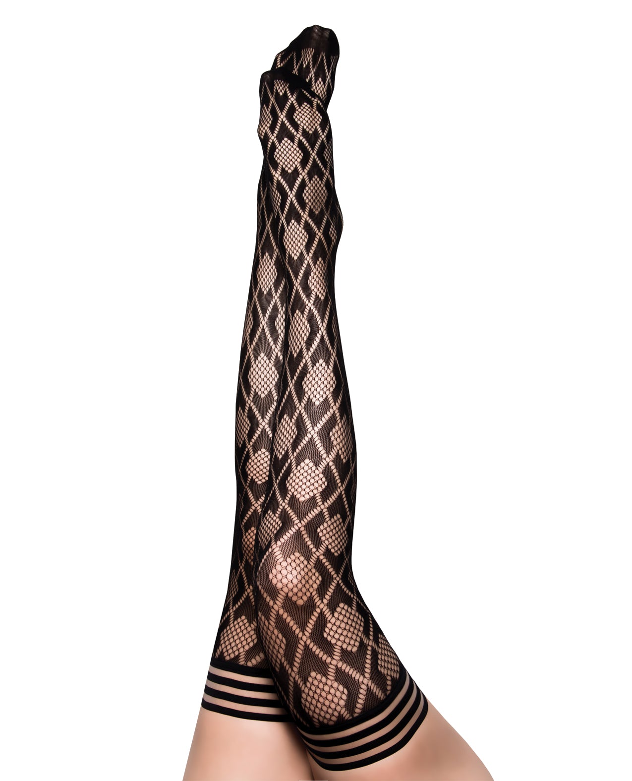 Kix’ies Elle Fishnet Diamond Thigh High Black B