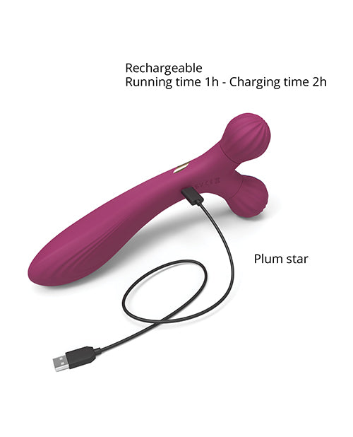 Love to Love Fireball Forked Vibrator - Plum Star - Image 3