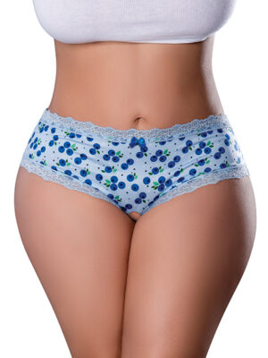 Sweet Treats Crotchless Boy Short w/Wicked Sensual Care Blueberry Lube - Blue QN