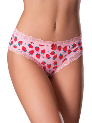 Sweet Treats Crotchless Boy Short w/Wicked Sensual Care Strawberry Lube - Pink L/XL