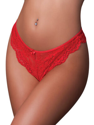 Sugar High Split Crotch Panty - Red S/M