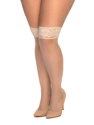 Mesh Thigh High Stockings Nude QN