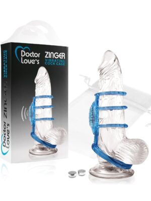 Doctor Love's Zinger Vibrating Cock Cage - Blue