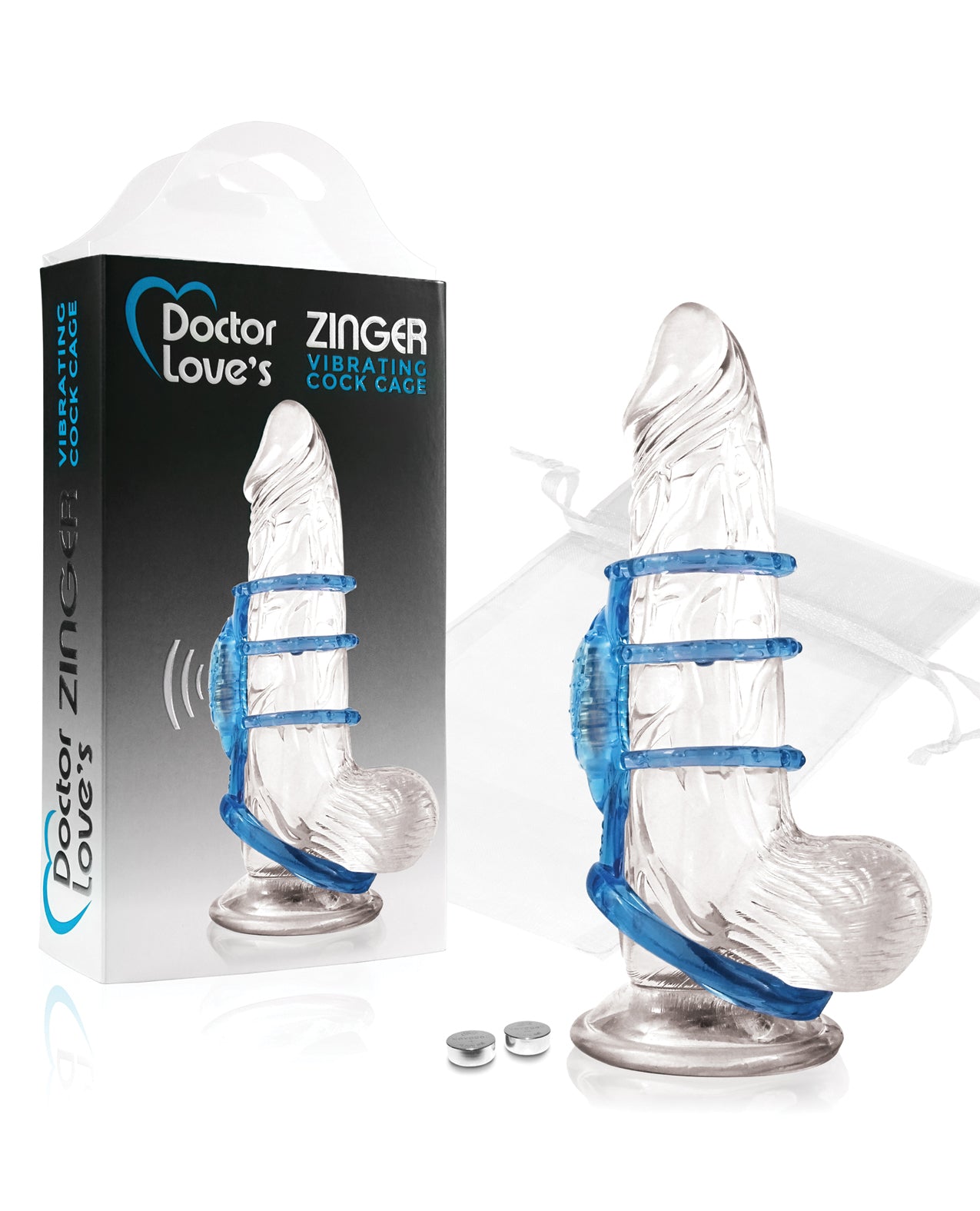 Doctor Love’s Zinger Vibrating Cock Cage – Blue