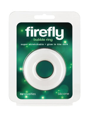 Firefly Glow in the Dark Bubble Cock Ring - Large, White