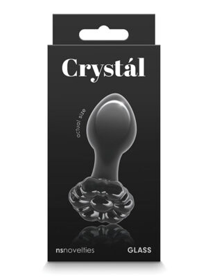 Crystal Flower Butt Plug - Black