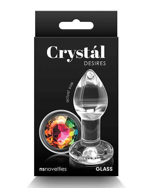 Crystal Desires Glass Round Gem Butt Plug Small – Rainbow