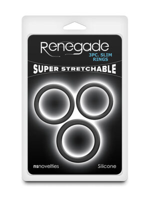 Renegade Slim Cock Rings - Black, 3 pc Set