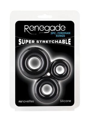 Renegade Fireman Cock Rings - Pack of 3 Black