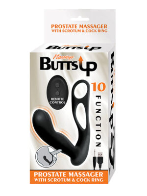 Butts Up Prostate Massager w/Scrotum & Cockring - Black