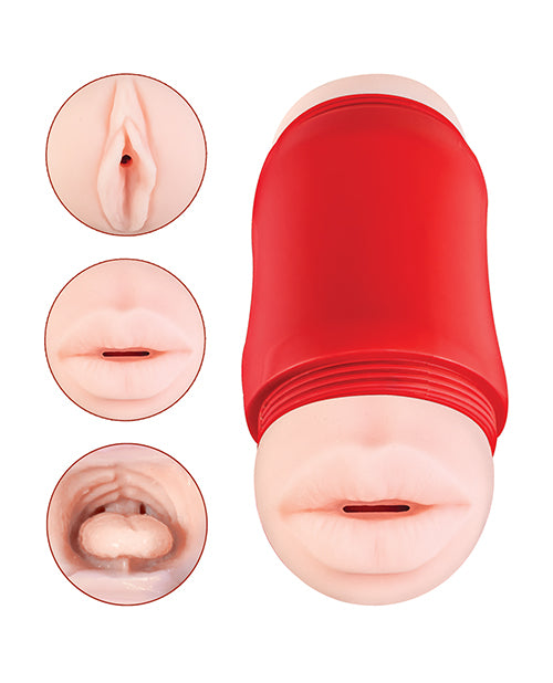 Delite Two Ways Mouth & Vagina Masturbator - White - Image 4