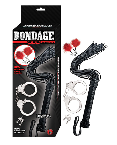 Bondage by Nasstoys Whip & Cuff Set – Red