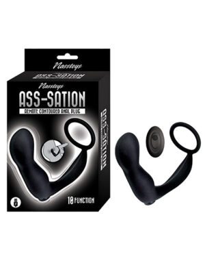 Ass-station Contoured Anal Plug w/Remote - Black