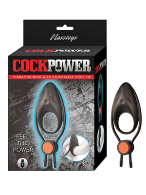 Cockpower Vibrating Ring w/Adjustable Cock Tie - Black
