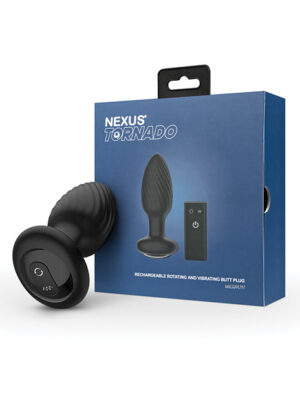 Nexus Tornado Rotating & Vibrating Medium Butt Plug w/Remote - Black