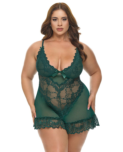 Valentine Lacey Babydoll w/G-String – Green 3X/4X