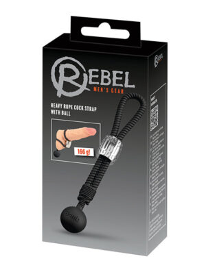 Rebel Heavy Rope Cock Lasso w/Ball - Black