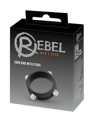 Rebel Cock Ring w/Studs - Black