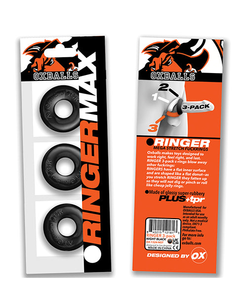 Oxballs Ringer Max 3 Pack Cockrings - Black - Image 2