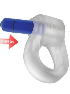 Hunky Junk Revring Cock Ring w/Vibe - Clear w/Blue Vibe