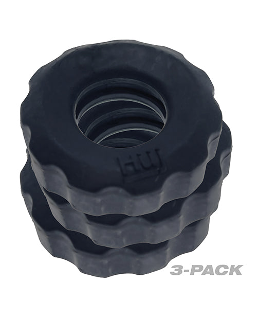 Hunky Junk Super Huj 3 Pack Cockrings - Tar Ice - Image 6