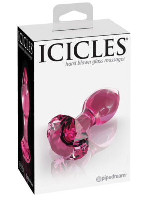 Icicles No. 79 Hand Blown Glass Diamond Butt Plug - Pink