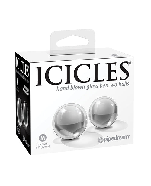 Icicles No. 42 Hand Blown Glass Medium Ben Wa Balls – Clear