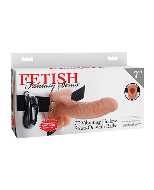 Fetish Fantasy Series 7″ Vibrating Hollow Strap On w/Balls – Flesh