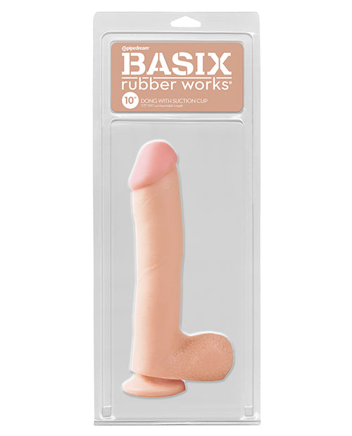 Basix Rubber Works 10″ Dong w/Suction Cup – Flesh