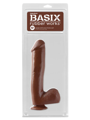 Basix Rubber Works 10" Dong w/Suction Cup - Brown