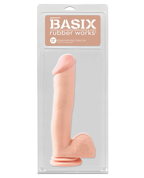 Basix Rubber Works 12″ Dong w/Suction Cup – Flesh