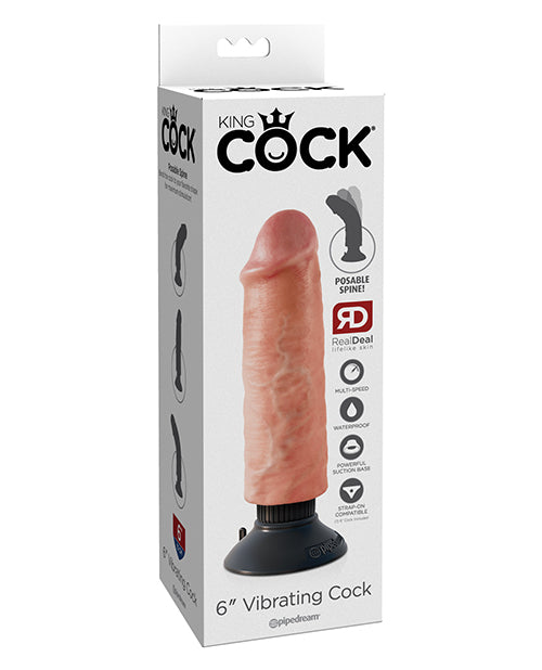 King Cock 6″ Vibrating Cock – Flesh