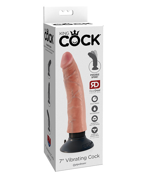 King Cock 7″ Vibrating Cock – Flesh